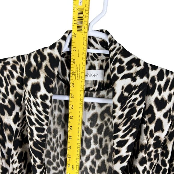 Calvin Klein Womens S Leopard Print Open Cardigan 3/4 Sleeves Oversized Blazer - Picture 10 of 16